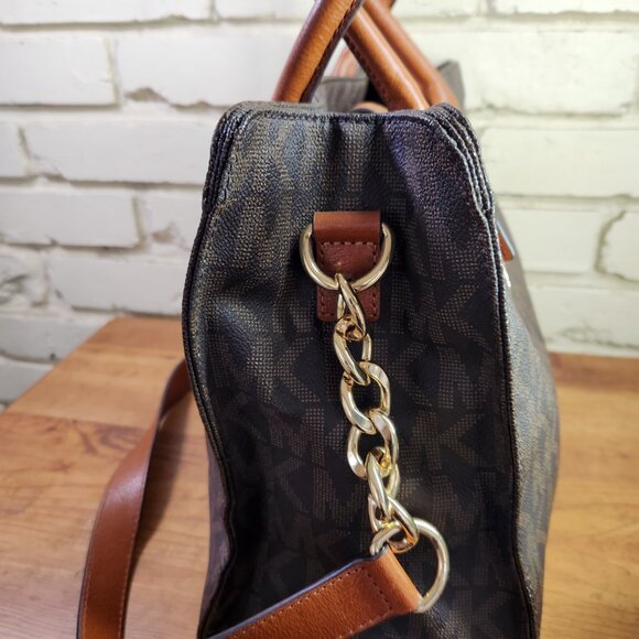 Euc Michael Kors Hamilton Brown Monogram Shoulder Bag Purse - Picture 9 of 13